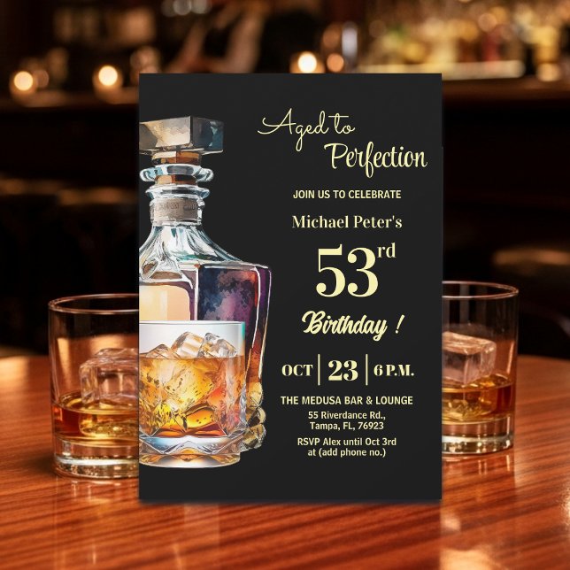 Invitación Hombres de 53 años cumpleaños Whiskey envejecido a (Subido por el creador)