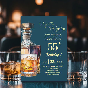 Invitación Hombres de 55 años cumpleaños Whiskey envejecido a