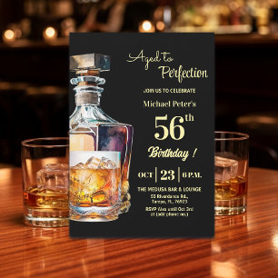 Invitación Hombres de 56 años cumpleaños Whiskey Aged to Perf