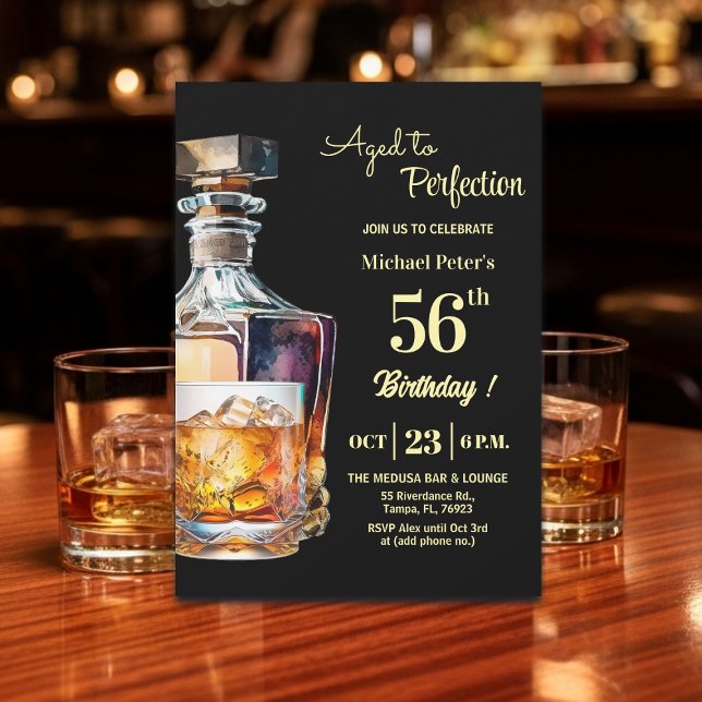 Invitación Hombres de 56 años cumpleaños Whiskey Aged to Perf (Subido por el creador)