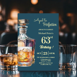 Invitación Hombres de 63 años cumpleaños Whiskey envejecido a