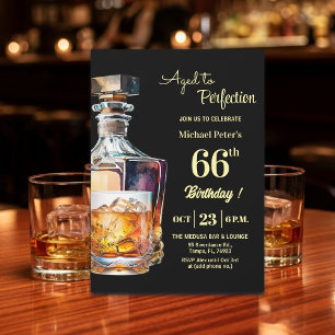 Invitación Hombres de 66 años de edad perfectos Whisky Cumple