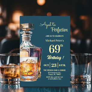 Invitación Hombres de 69 años de edad perfecta Whisky Cumplea