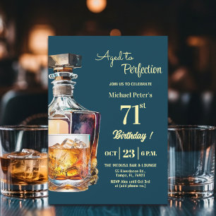 Invitación Hombres de 71 años cumpleaños Whiskey envejecido a