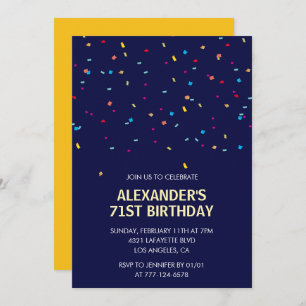 Invitación Hombres de 71 años de la Marina Confetti Moderna