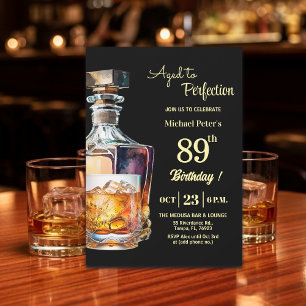 Invitación Hombres de 89 años cumpleaños Whiskey envejecido a