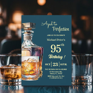 Invitación Hombres de 95 años de edad perfecta Whiskey Cumple