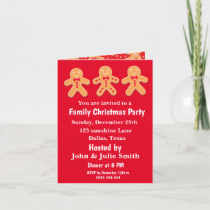 Invitación Hombres de jengibre divertidos Familia Fiesta de N