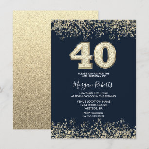 Invitación Hombres de Marina y Oro Mujeres 40 Fiestas de cump