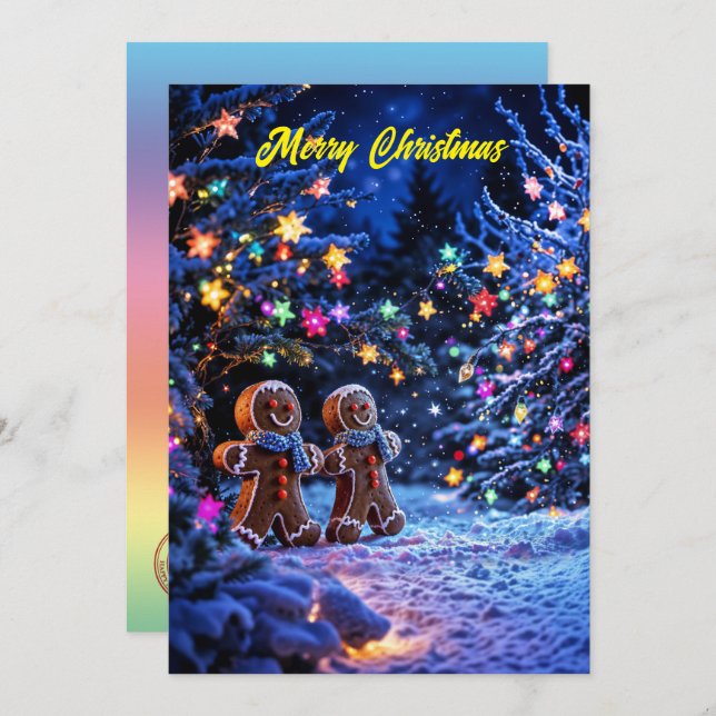 Invitación Hombres de pan de jengibre festivos fantasía de ni (Anverso / Reverso)