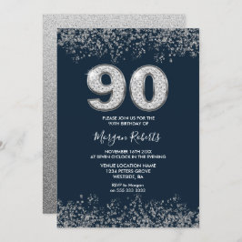 Invitación Hombres de plata y marina mujeres 90 cumpleaños
