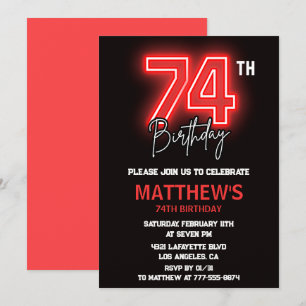 Invitación Hombres deportivos de rojo negro neón cumpleaños 7