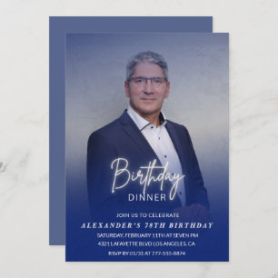 Invitación Hombres Dinner Foto Navy azul 78º cumpleaños
