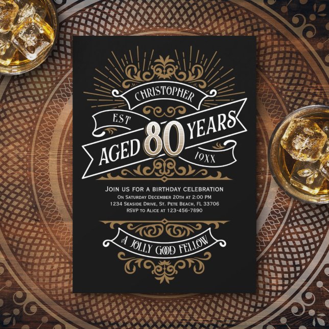 Invitación Hombres divertidos Whiskey Cumpleaños 80 (Subido por el creador)