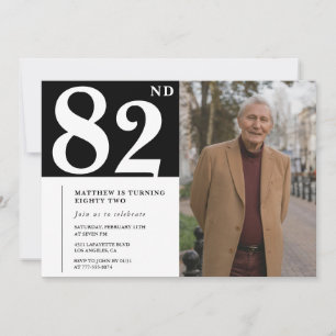 Invitación Hombres en blanco y negro cumpleaños 82