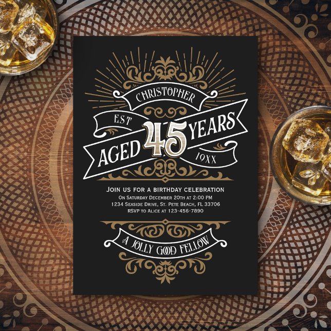 Invitación Hombres Funny Whiskey 45 cumpleaños (Subido por el creador)