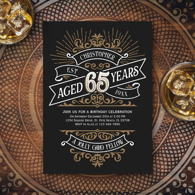 Invitación Hombres Funny Whiskey Cumpleaños 65 (Subido por el creador)