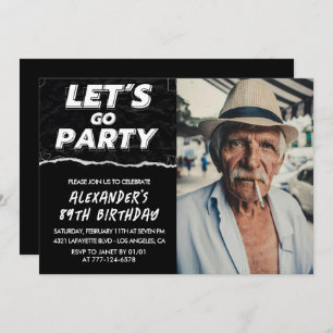 Invitación Hombres Negros Foto LET'S GO FIESTA 89º cumpleaños