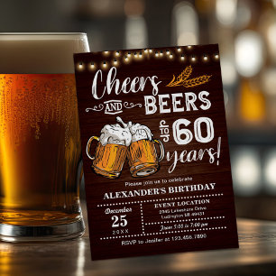 Invitación Hombres Saludos y Cervezas Graciosos Cumpleaños 60