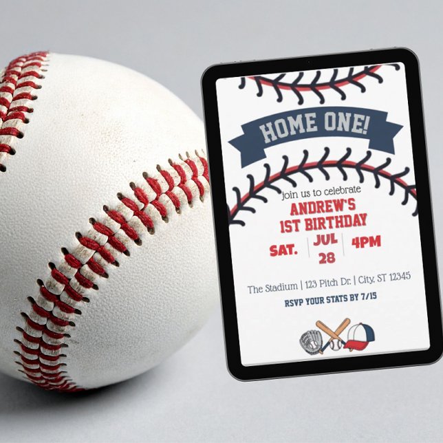 Invitación Home One, Baseball 1st Birthday (Subido por el creador)