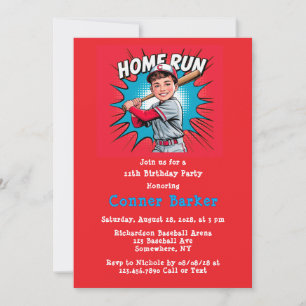 Invitación Home Run Boy Birday Bash