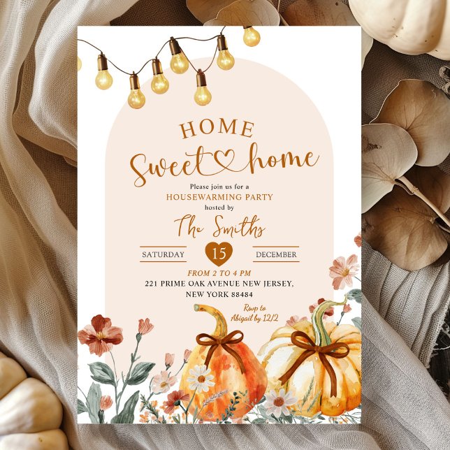 Invitación Home Sweet Home Boho Pumpkin Housewarming Party (Subido por el creador)
