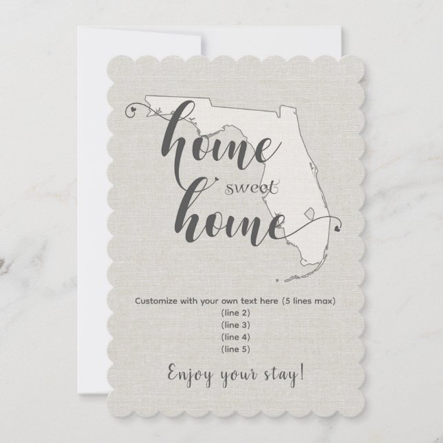 Invitación Home Sweet Home Florida Custom (Anverso)