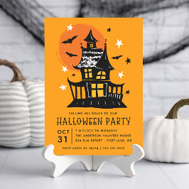 Invitación Homenaje A Casa Con Bats Halloween Party