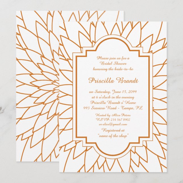 Invitación Homenaje a la ducha de novia, estilo de Dahlia de  (Anverso / Reverso)