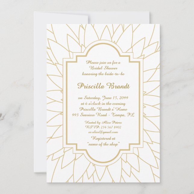 Invitación Homenaje a la ducha de novia, estilo de Dahlia de  (Anverso)