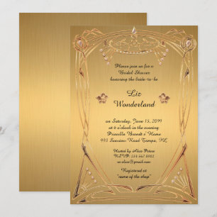 Invitación Homenaje a la ducha de novia, gran Gatsby, ORO