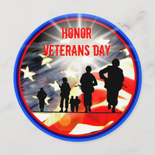 Invitación Homenaje a Veteranos Día 5.25 x 5.25 Círculo de in