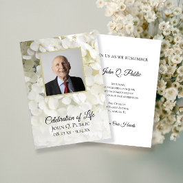Invitación Homenaje floral de Hydrangea Blanca al funeral de 