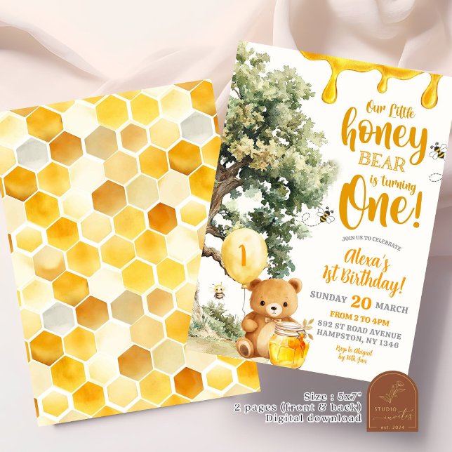 Invitación Honey Bear Cumple Un Año de Edad (Subido por el creador)