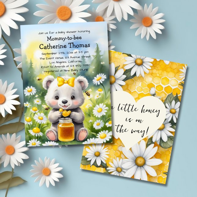 Invitación Honey Bear Daisy Flower Garden Spring Baby Shower (Subido por el creador)