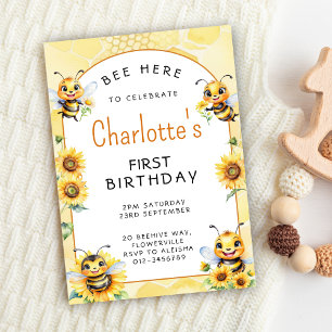 Invitación Honey Bee 1er cumpleaños