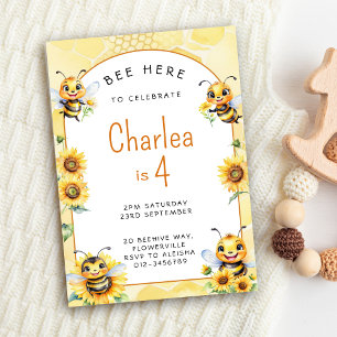Invitación Honey Bee 4º cumpleaños