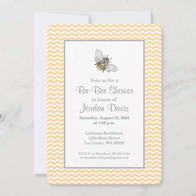 Invitación Honey Bee Baby Shower (Anverso)