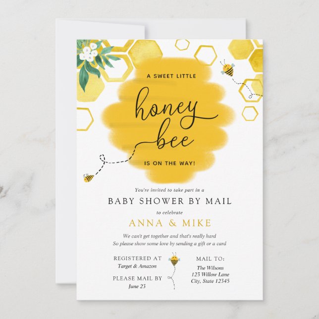 Invitación Honey Bee Baby Shower por correo (Anverso)