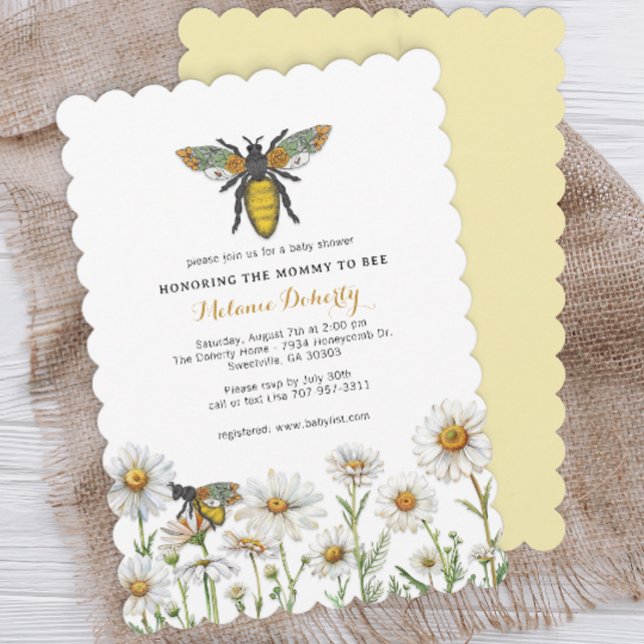 Invitación Honey Bee Bumblebee Wildflowers Baby Shower (Bumblebee Baby Shower Invite)