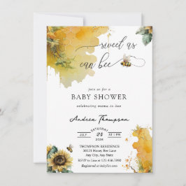 Invitación Honey Bee | Sunflower Bee Baby Shower