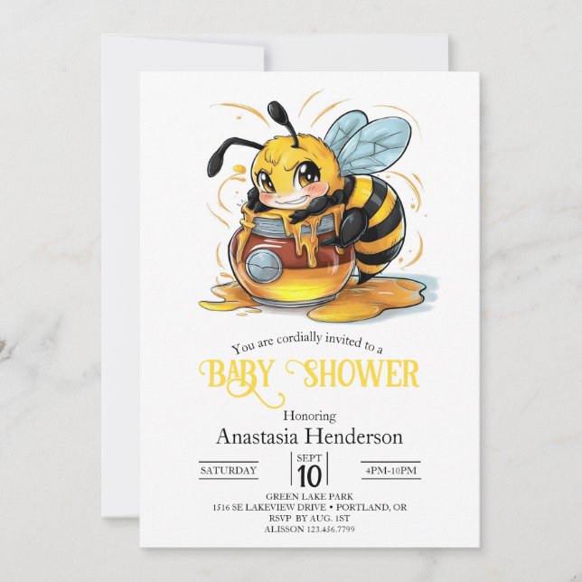 Invitación Honey Bumble Bee Baby Shower (Anverso)