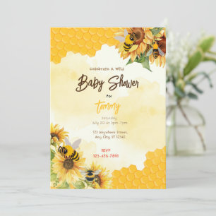 Invitación Honey Comb Bee Baby Shower