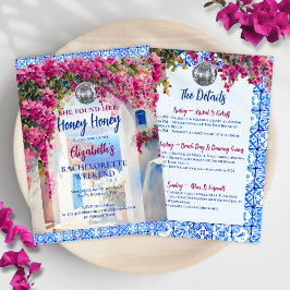 Invitación Honey Honey Floral Bachelorette Party Itinerary