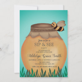 Invitación Honey Pot and Honeybee Sip See Baby Shower