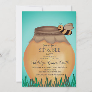 Invitación Honey Pot y Honeybee Sip Ven Fiesta de Bebé