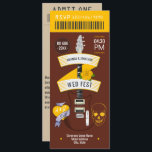 Invitación Honey Whiskey Rock ’n’ Roll Wedding Ticket<br><div class="desc">Turn your wedding into a headlining event with this bold and modern Rock ’n’ Roll Wedding Ticket Invitation. Designed to look like an authentic concert ticket, this template features striking graphics, editable text, and a built-in RSVP barcode for a fun, festival-style touch. Perfect for music lovers, alternative weddings, WedFest celebrations,...</div>