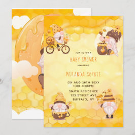 Invitación Honeycomb Bees Gnomes Baby Shower