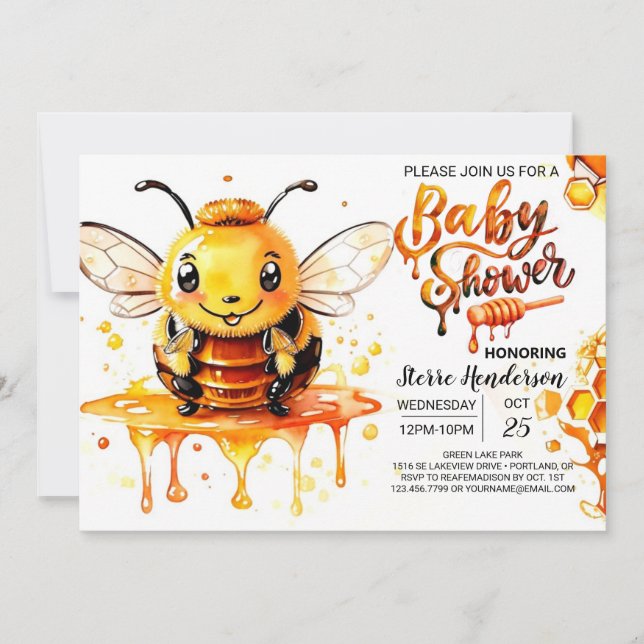 Invitación Honeycomb Magic Whimsical Baby Shower (Anverso)