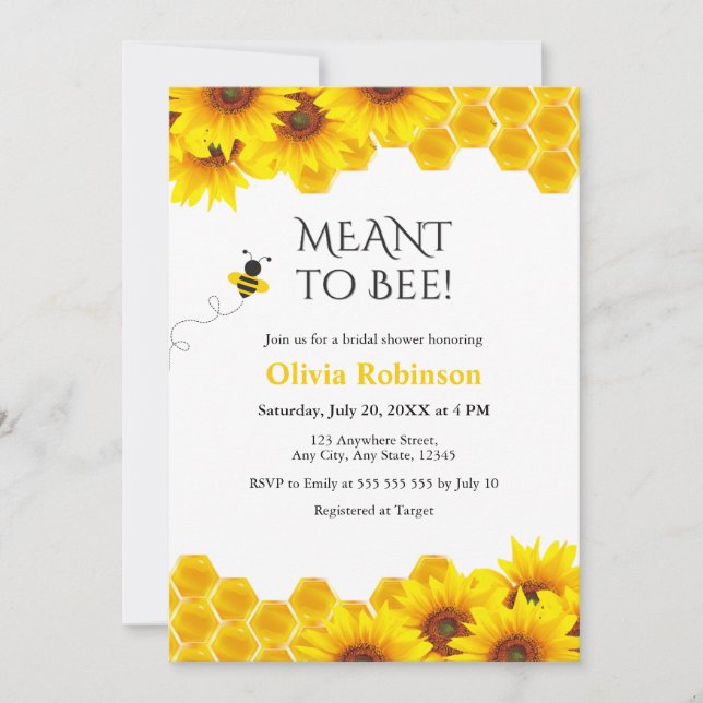 Invitación Honeycomb Meant to Bee Bridal Shower  (Anverso)